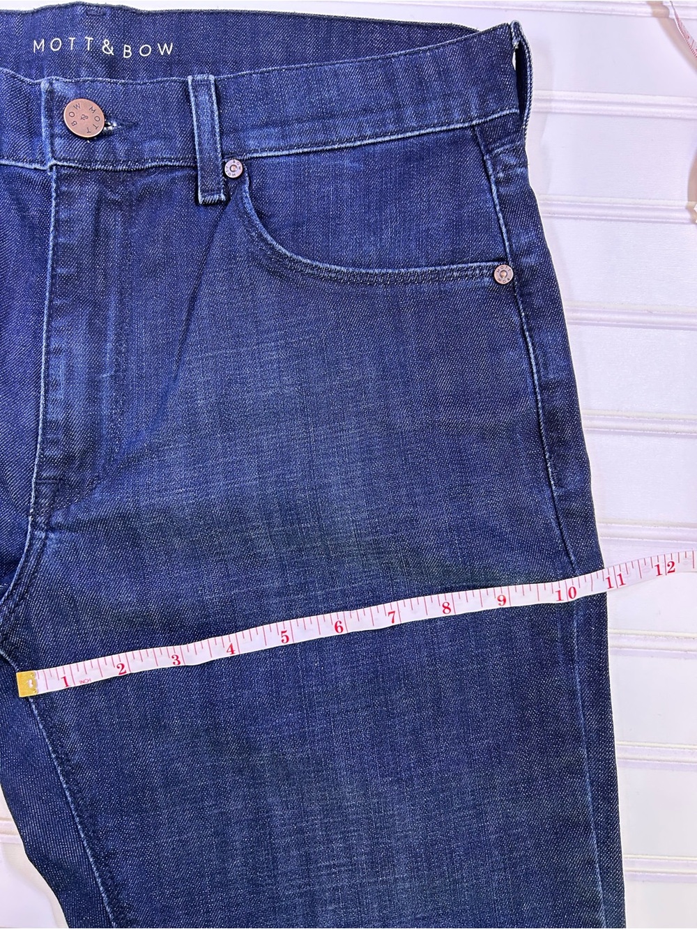Mott & Bow Mosco Jeans Mens 31x32 Dark Wash Indigo Denim Straight Slim Stretch - Picture 10 of 15